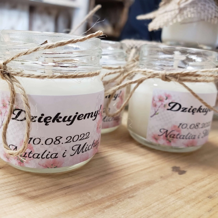 ŚWIECZKI DLA GOŚCI PODZIĘKOWANIE - ETYKIETA NAKLEJANA