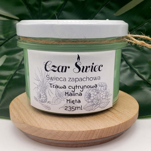 ŚWIECA SERIA Kolorowe Słoiki - TRAWA CYTRYNOWA/MALINA/MIĘTA