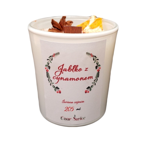 ŚWIECA ŚWIĄTECZNA SOJOWA Jabłko z cynamonem 205ml