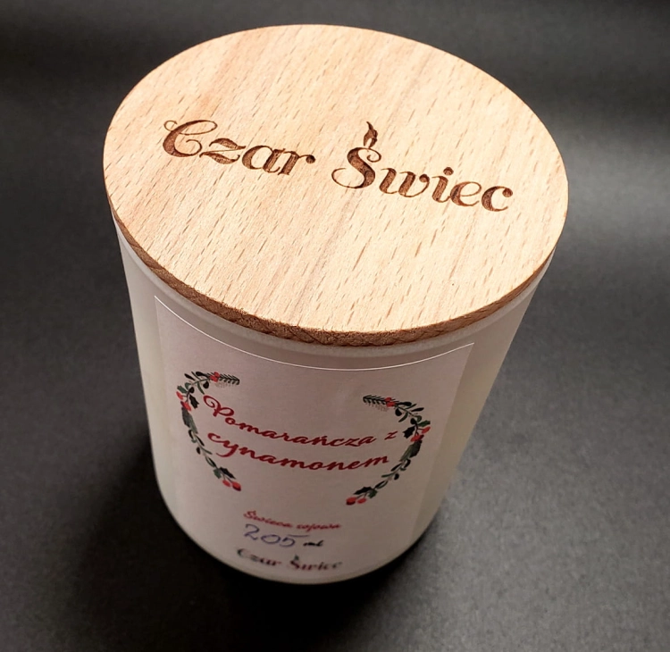 ŚWIECA ŚWIĄTECZNA SOJOWA Pomarańcza z cynamonem 205ml