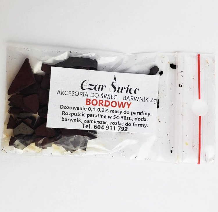 BARWNIK TŁUSZCZOWY DO ŚWIEC - BORDOWY 2g