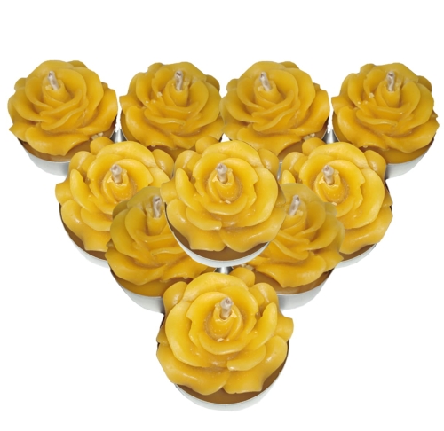 TEALIGHT RÓŻA Z WOSKU PSZCZELEGO - 10 szt